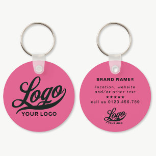 2 sided Logo & Name on Hot Pink Company Business Keychain