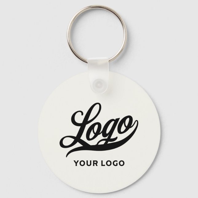 2 sided Logo on Off white Business Simple Minimal Keychain (Front)