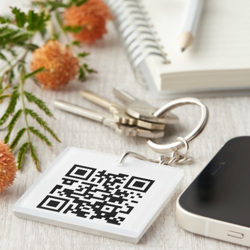 2 Sided Logo  QR Code Business Branded Square Keychain