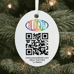 2 Sided Logo &amp; QR Code Business Promotional Oval Metal Ornament