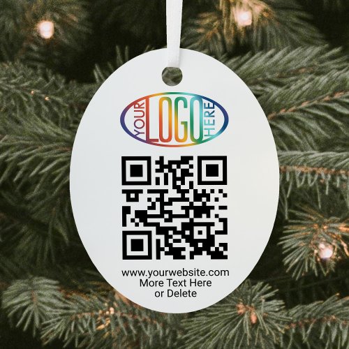 2 Sided Logo  QR Code Business Promotional Oval Metal Ornament