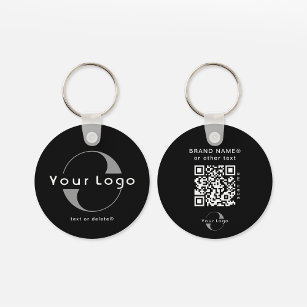 2 sided Logo & QR Code on Black Company Business K Keychain