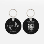 2 Sided Logo &amp; Qr Code On Black Company Business K Keychain at Zazzle