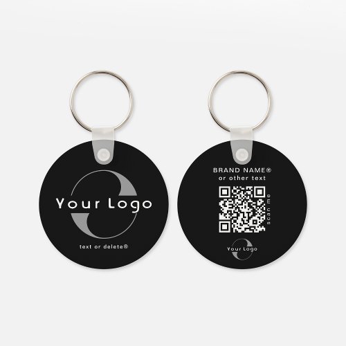 2 sided Logo  QR Code on Black Company Business K Keychain
