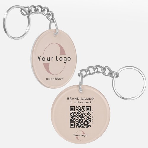 2 sided Logo  QR Code on  Blush Company Business Keychain