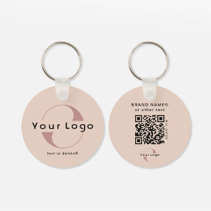 2 sided Logo & QR Code on Blush Company Business Keychain