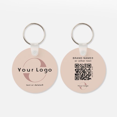 2 sided Logo  QR Code on Blush Company Business Keychain