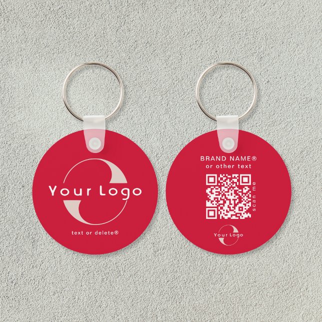 2 sided Logo & QR Code on Cherry red Business  Keychain (Creator Uploaded)