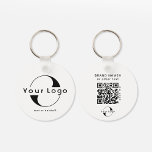 2 Sided Logo &amp; Qr Code On Clean Company Business K Keychain at Zazzle