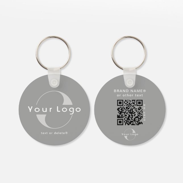 2 sided Logo & QR Code on Gray Company Business Ke Keychain (Creator Uploaded)