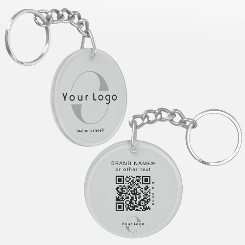 2 sided Logo  QR Code on Gray Company Business Keychain