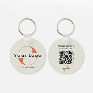 2 sided Logo & QR Code on Green Company Business K Keychain
