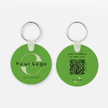 2 sided Logo & QR Code on Green Company Business K Keychain<br><div class="desc">Personalized light and waterproof Logo Keychains with a simple minimal design. Add your URL to create QR Code,  logo and text.</div>