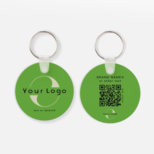 2 sided Logo  QR Code on Green Company Business K Keychain