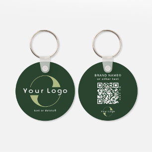 2 sided Logo & QR Code on Green Company Business K Keychain