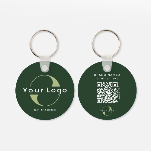 2 sided Logo  QR Code on Green Company Business K Keychain