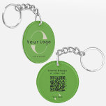 2 sided Logo & QR Code on Green Company Business Keychain<br><div class="desc">Custom acrylic Logo Keychain with a simple minimal design,  made of ultra-durable acrylic,  UV resistant and waterproof. Add your URL to create QR Code. logo and text.</div>