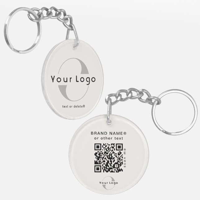 2 sided Logo QR Code on Off white Company Business Keychain (Creator Uploaded)