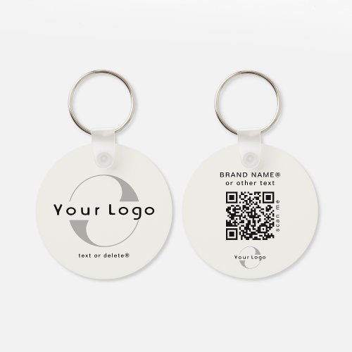 2 sided Logo QR Code on Off white Company Business Keychain