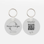 2 sided Logo & QR Code on Silver Company Business Keychain<br><div class="desc">Personalized light and waterproof Logo Keychains with a simple minimal design. Add your URL to create QR Code,  logo and text.</div>