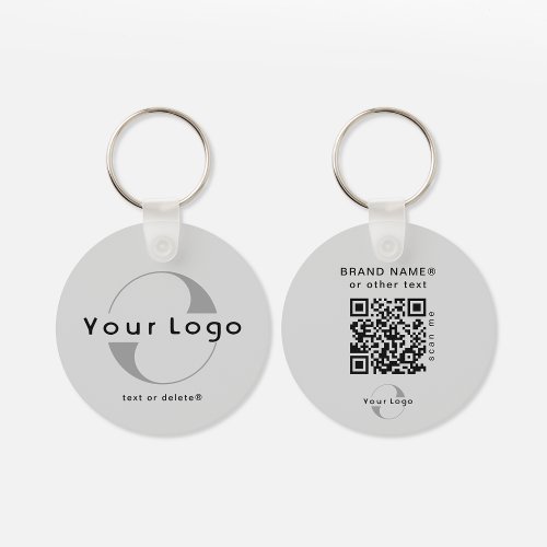 2 sided Logo  QR Code on Silver Company Business Keychain