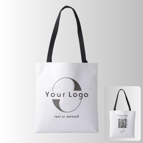 2 sided Logo  QR Code White Company Business Tote Bag