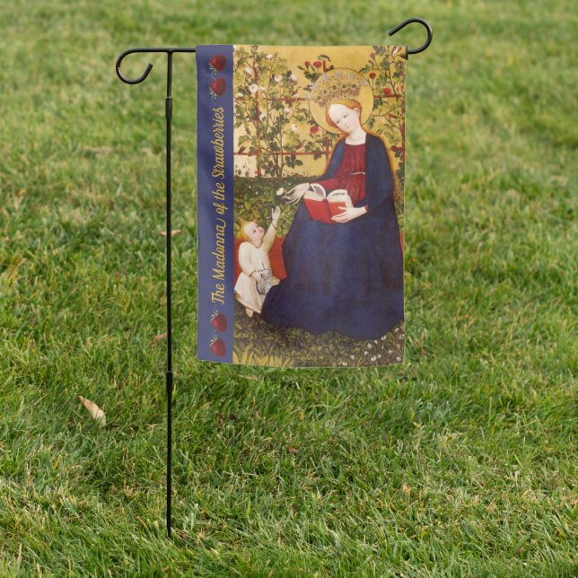 2-sided Madonna of the Strawberries (M 058) Garden Flag (In SItu)