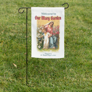 2-sided Mary with Christ Child amid Roses & Lilies Garden Flag