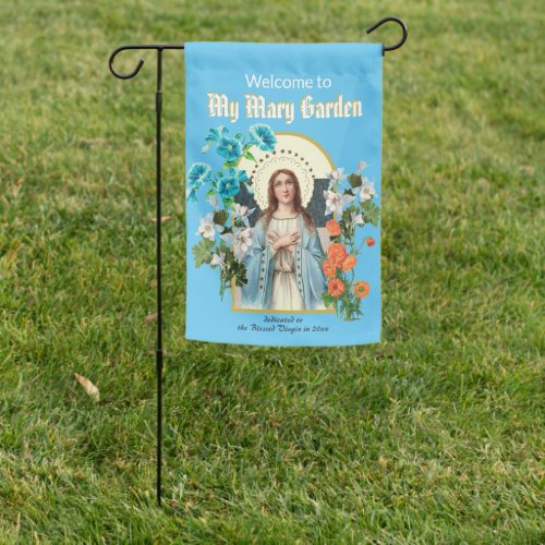 2_sided Mary with Emblematic Flowers Garden Flag