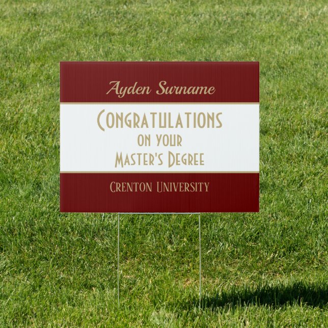 2 Sided!!! Master's Degree! Graduation yard sign (Insitu)