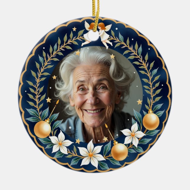 2 sided Memorial Christmas Celestial Comfort  Ceramic Ornament (Front)