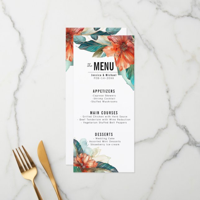 2 sided Menu + DRINKS Hibiscus Serenade Paradise (Front/Back In Situ)