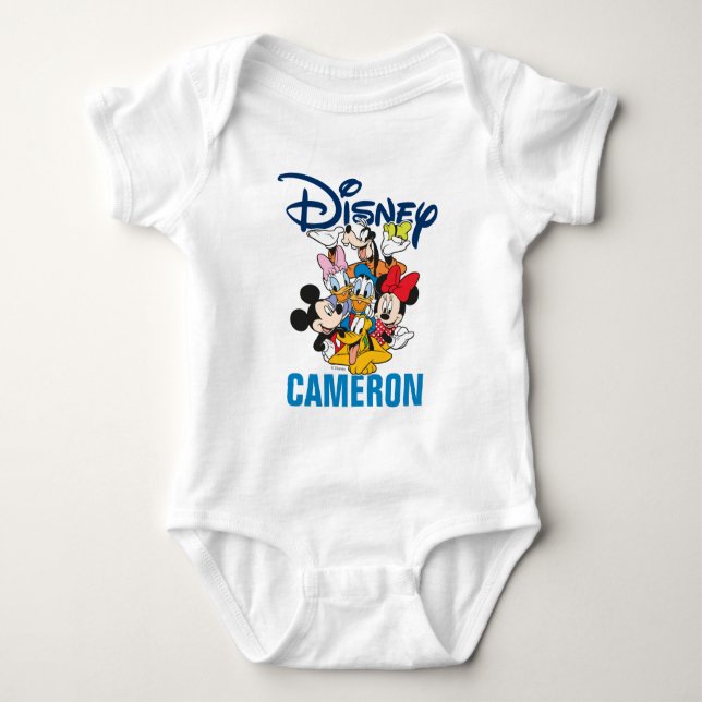 2 Sided Mickey & Friends - Family Vacation Baby Bodysuit (Front)
