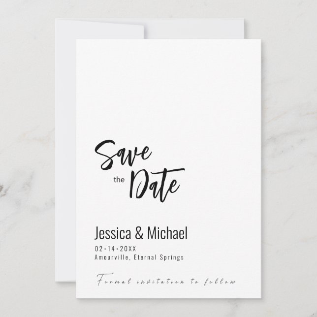 💍 2 sided Minimalist Elegant  Save The Date (Front)