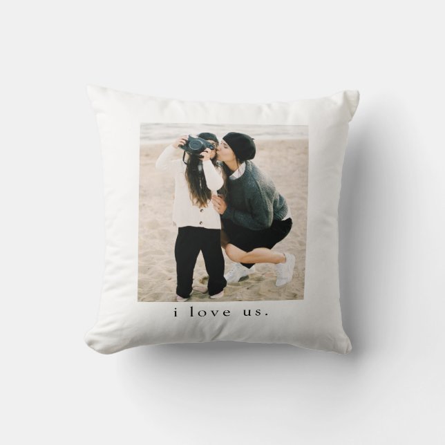 2 Sided Modern Family Photo Keepsake Throw Pillow (Front)