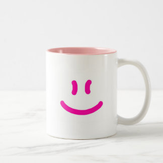 2-Sided More Happy/Smile-pink Two-Tone Coffee Mug