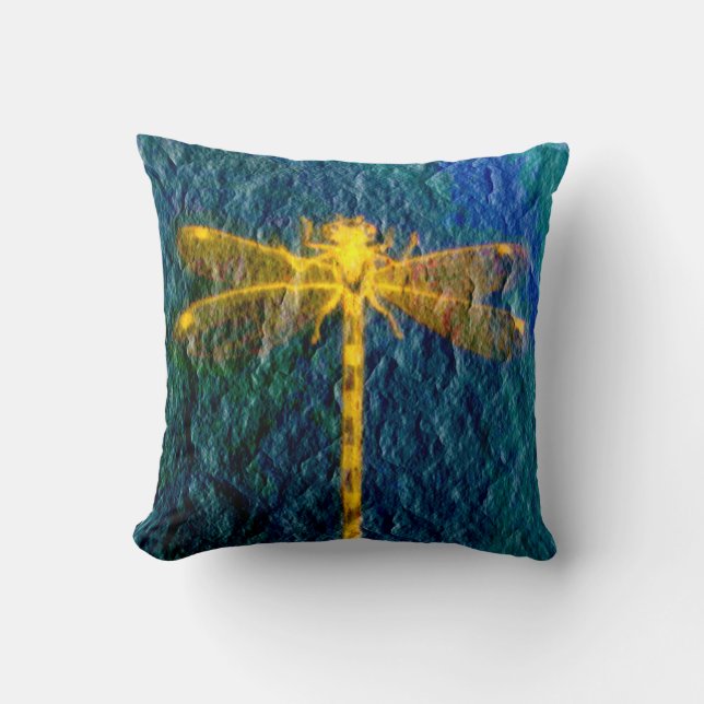 2 Sided Optional Choice Dragonfly On Texture Throw Pillow (Front)
