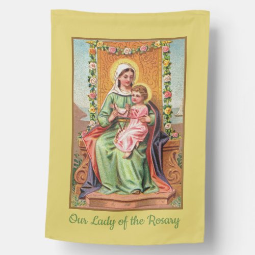 2_sided Our Lady of the Rosary with Christ Child House Flag