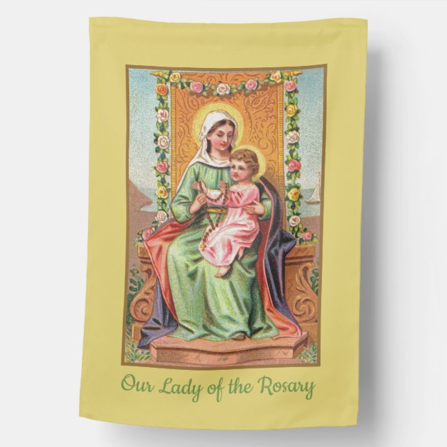 2-sided Our Lady of the Rosary with Christ Child House Flag (Front)
