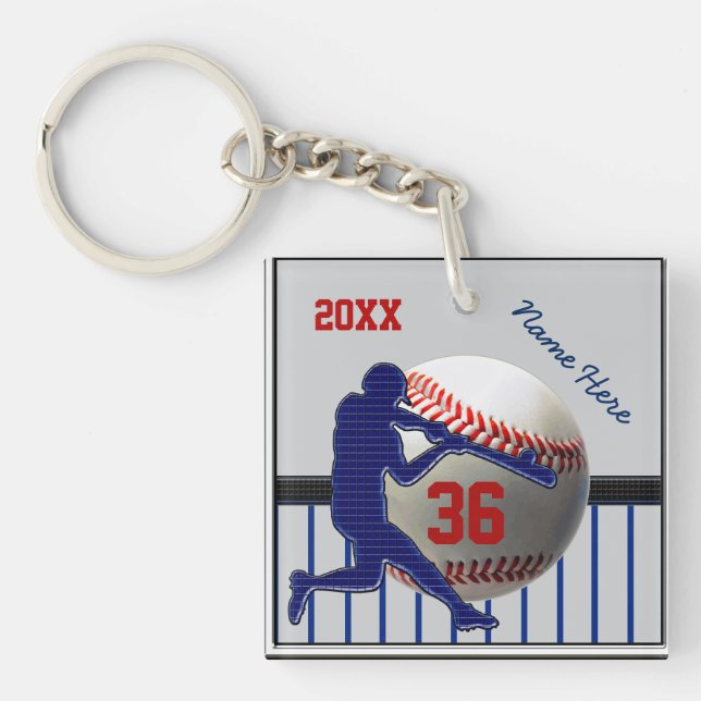 2 Sided Personalized Baseball Keychains Your Text (Front)