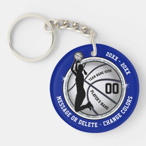 2 Sided Personalized Blue Basketball Keychains