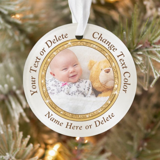 2 Sided Personalized Photo Ornaments 1 or 2 Photos (Tree)