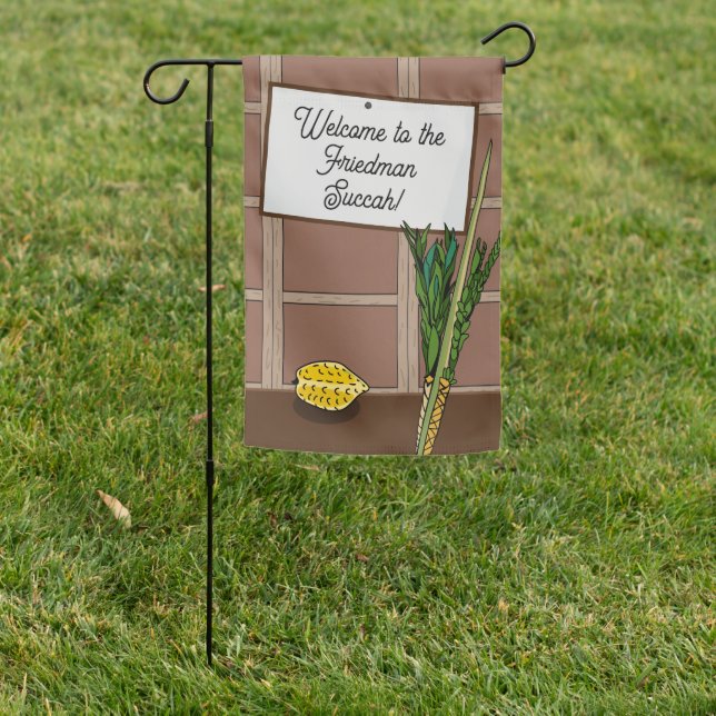 2 Sided Personalized Welcome to Succah Garden Flag (In SItu)