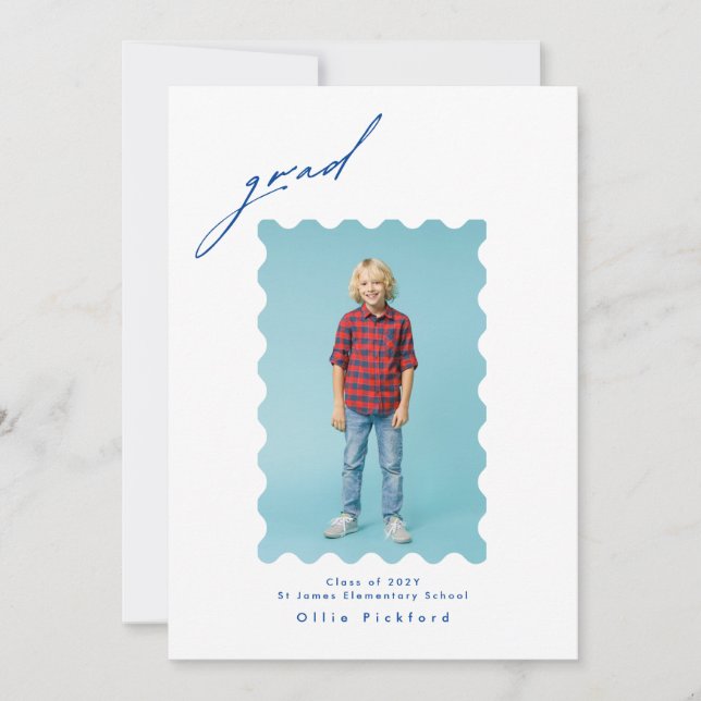 2 sided Photo 2025 Elementary Graduate Wavy Border Announcement (Front)