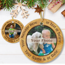 2 Sided Photo Ornaments. 6 Text Boxes, 2 Pictures Ceramic Ornament