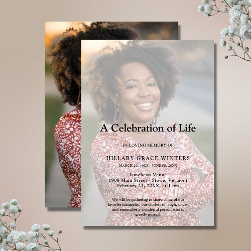 2 Sided Photo Personalized Celebration of Life Invitation