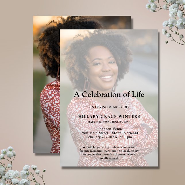 2 Sided Photo Personalized Celebration of Life Invitation (Creator Uploaded)