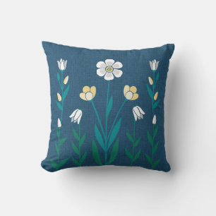 2 Sided Picture Perfect Garden Navy Blue Throw Pillow