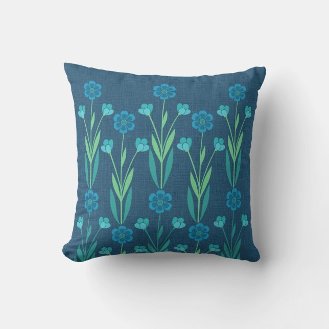 2 Sided Picture Perfect Garden Navy Throw Pillow (Front)