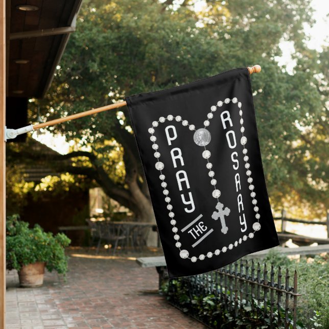 2-sided Pray the Rosary (Modern Luminous 1) House Flag (In SItu)